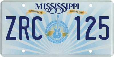 MS license plate ZRC125