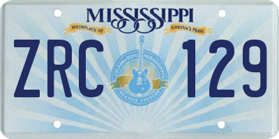 MS license plate ZRC129