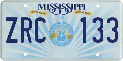 MS license plate ZRC133