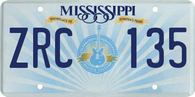 MS license plate ZRC135