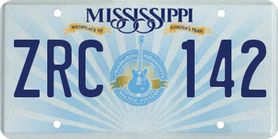 MS license plate ZRC142