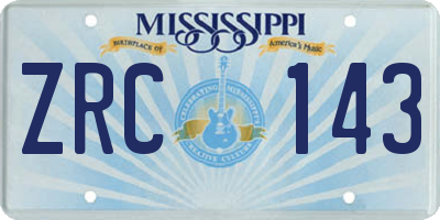 MS license plate ZRC143