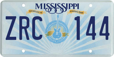 MS license plate ZRC144