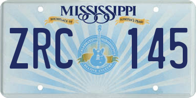 MS license plate ZRC145