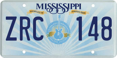 MS license plate ZRC148