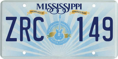 MS license plate ZRC149