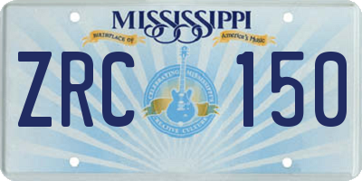 MS license plate ZRC150