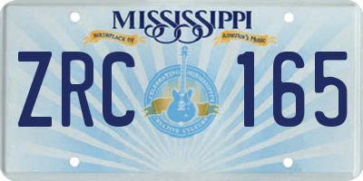 MS license plate ZRC165