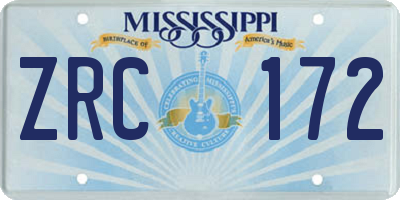 MS license plate ZRC172