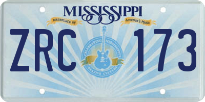 MS license plate ZRC173