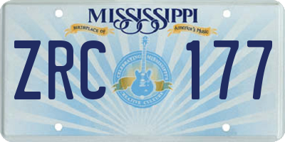 MS license plate ZRC177