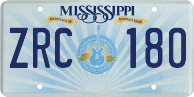 MS license plate ZRC180