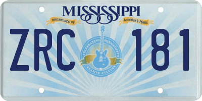MS license plate ZRC181