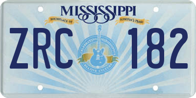 MS license plate ZRC182