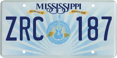 MS license plate ZRC187
