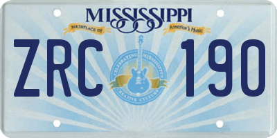 MS license plate ZRC190