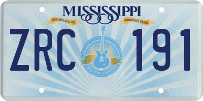 MS license plate ZRC191