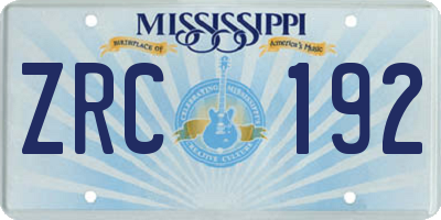 MS license plate ZRC192