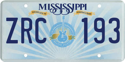 MS license plate ZRC193