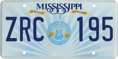 MS license plate ZRC195