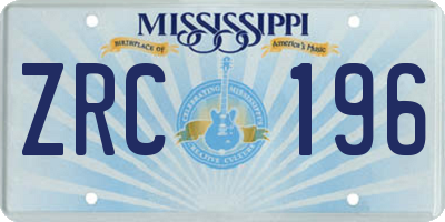 MS license plate ZRC196