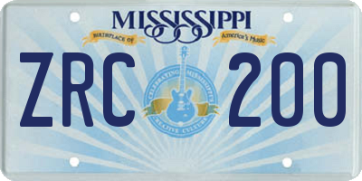 MS license plate ZRC200