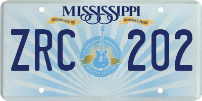 MS license plate ZRC202