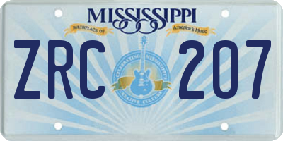 MS license plate ZRC207