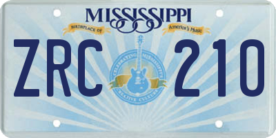 MS license plate ZRC210