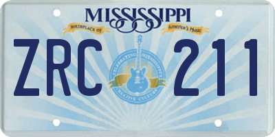 MS license plate ZRC211