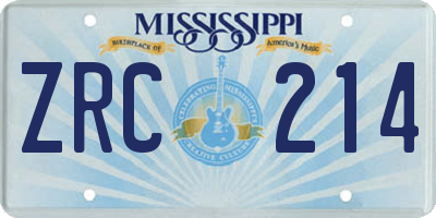 MS license plate ZRC214