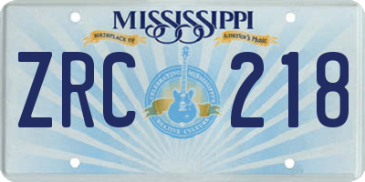 MS license plate ZRC218