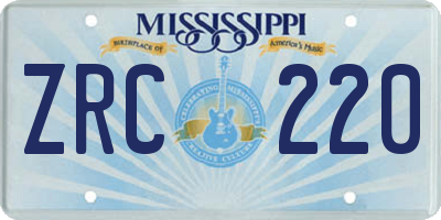 MS license plate ZRC220