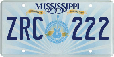 MS license plate ZRC222