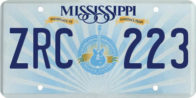 MS license plate ZRC223