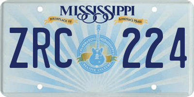 MS license plate ZRC224