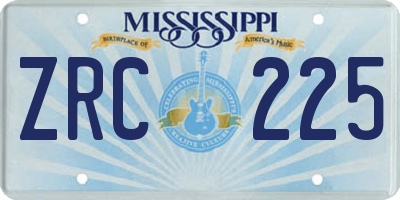 MS license plate ZRC225