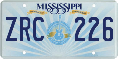 MS license plate ZRC226
