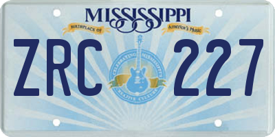 MS license plate ZRC227