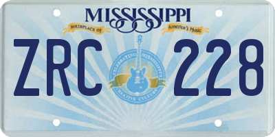 MS license plate ZRC228