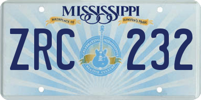 MS license plate ZRC232