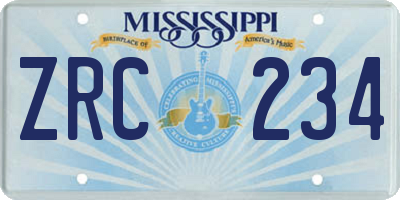 MS license plate ZRC234