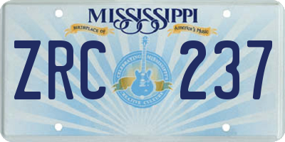 MS license plate ZRC237