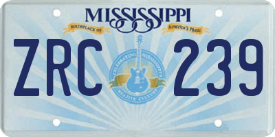 MS license plate ZRC239