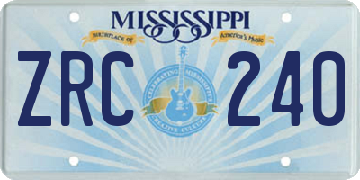 MS license plate ZRC240