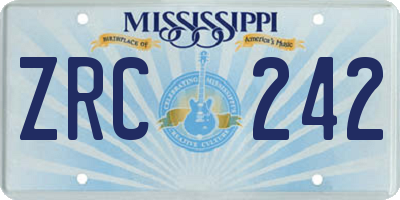 MS license plate ZRC242