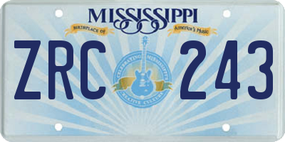MS license plate ZRC243
