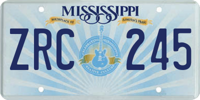 MS license plate ZRC245