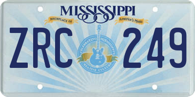 MS license plate ZRC249