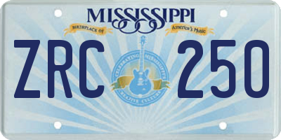 MS license plate ZRC250